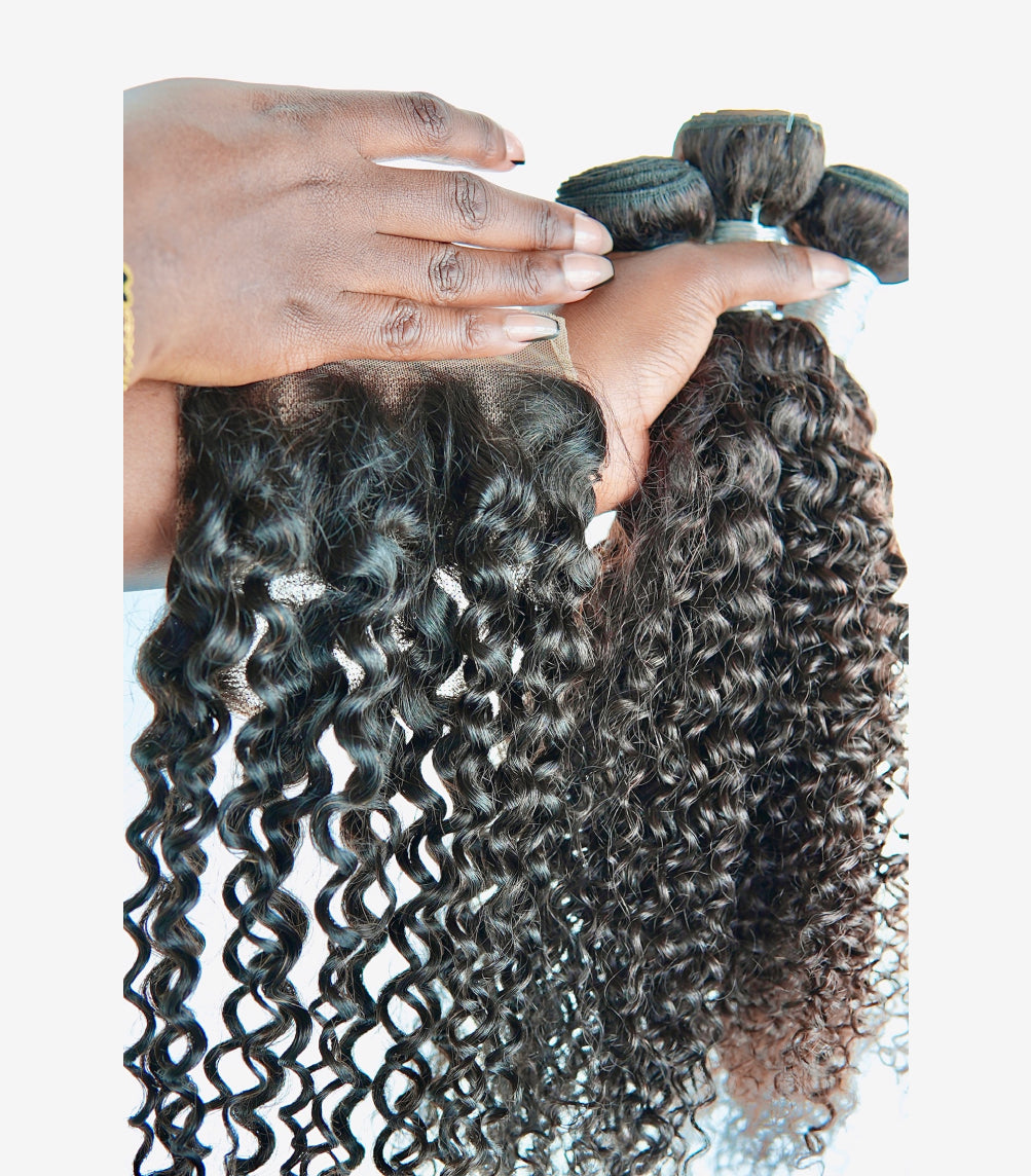Curly Hair Bundle + Closure Package