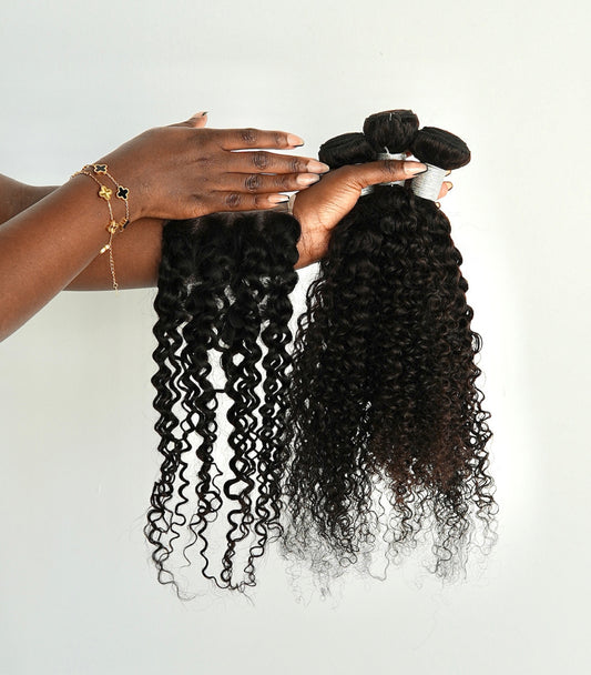 Curly Hair Bundle + Closure Package